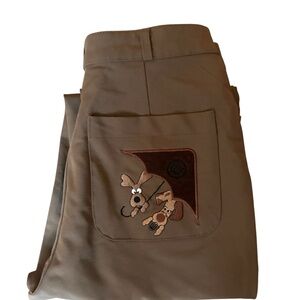 Unisex Designer Japan Brown Casual Pants with Dog Patch